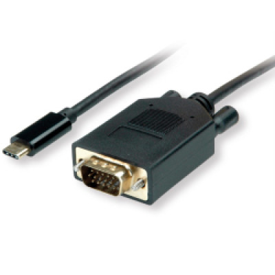 Roline VALUE USB-C - VGA kabel, M/M, 1.0m, crni - 
